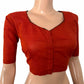 Handloom Cotton  Sweetheart neck Blouse,  Rust - Orange,  BH1253