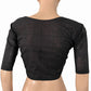 Handloom Cotton  Sweetheart neck Blouse,  Black,  BH1254
