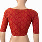 Jacquard Cotton Square neck Blouse with Lining,  Orange,  BH1264