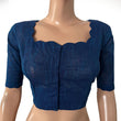Slub Cotton Scallop neck Blouse, Blue, BH1269