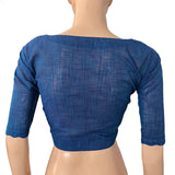 Slub Cotton Scallop neck Blouse, Blue, BH1269
