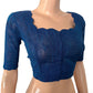 Slub Cotton Scallop neck Blouse, Royal blue, BH1269