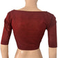 South Cotton Boat neck Blouse with Wooden Button Details,Maroon  BH1279