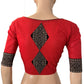 South Cotton Sweetheart neck Blouse with Ajrakh Patches,Red , BH1280