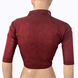 South Cotton High neck Blouse, Maroon, BH1287