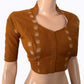 Jacquard Cotton High neck Blouse with lining , Mustard , BH1288