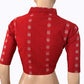 Jacquard Cotton High neck Blouse with lining , Red , BH1289