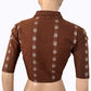 Jacquard Cotton High neck Blouse with lining , Brown, BH1290