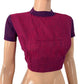 Handloom Slub Cotton Close Collar Back open Blouse with Triangular Opening  & Short Sleeves ,Majentha-Purple , BH1295