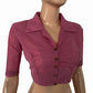 South Cotton Shirt Collar Blouse with Wooden Button Details ,Pink , BH1319