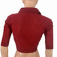 South Cotton Shirt Collar Blouse with Wooden Button Details  , Red- Maroon , BH1325