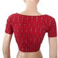 Ikat Cotton Round neck Blouse with Short Sleeves, Red, BI1154