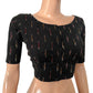Ikat Cotton Boat neck Blouse, Black, BI1166