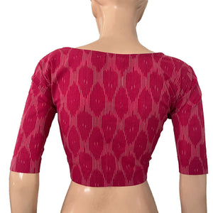 Ikat Cotton Sweetheart neck Blouse, Pink, BI1172