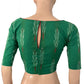 Ikat Cotton Boat neck Blouse with Keyhole Back, Green, BI1175