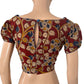 Kalamkari  Cotton  Boat neck  Blouse with Puff Sleeves, Backopen,  Multicolor,  BK1160