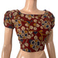 Kalamkari  Cotton  Boat neck  Blouse with Puff Sleeves, Backopen,  Multicolor,  BK1160