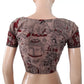 Kalamkari Mul Cotton Sweetheart Neck Blouse With Short Sleeves & Lining, Beige, BK1195