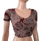 Kalamkari Mul Cotton Sweetheart Neck Blouse With Short Sleeves & Lining, Beige, BK1195