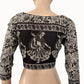 Kalamkari  Mul Cotton Roundneck Blouse with Lining,  Grey - black,  BK1232