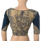 Kalamkari  Mul Cotton  V neck  Blouse with Lining,  Ivory blue,  BK1283