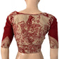 Kalamkari  Mul Cotton  Round neck Blouse with Lining,   Beige - Maroon,  BK1286