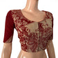 Kalamkari  Mul Cotton  Round neck Blouse with Lining,   Beige - Maroon,  BK1286