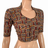 Kalamkari Cotton High Neck Blouse ,Beige - Maroon , BK1309