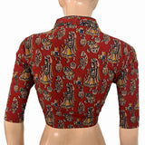 Kalamkari Cotton High Neck Blouse ,Maroon, BK1312