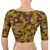 Kalamkari Cotton V Neck Blouse ,Yellow, BK1314
