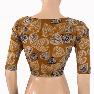 Kalamkari Cotton V Neck Blouse ,Mustard, BK1318.