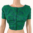 Pure Tussar Silk  Boat  Neck Blouse with Short Sleeves and Lining  ,Green , BL1002