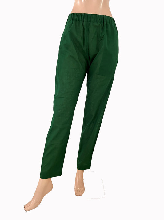 South Cotton Pants with Pockets, Fully Elasticated, Bottle Green, PN1106