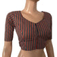 Striped Printed Cotton Sweetheart neck Blouse , Multicolor,  BP1166