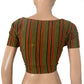 Dhabu Cotton Square neck Blouse with Short Sleeves, Multicolor, BP1197