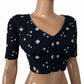 Bandhani Cotton V neck Blouse, Navy Blue, BP1201