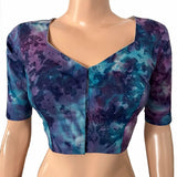 Bathik Cotton Sweetheart neck Blouse, Purple, BP1204