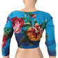 Digital Print Cotton Y neck Blouse with 3/4 sleeves & Lining, Blue, BP1206