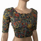 Embroidered Art Silk Scallop neck Blouse with Lining,  Grey, BS1165