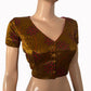 Gajji Silk V neck Blouse, with Short Sleeves & Lining,  Mustard, BS1166