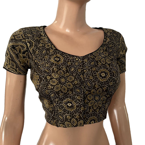 Modal Silk Round neck Blouse, with Short Sleevea & Lining,  Grey, BS1168