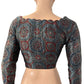 Gajji Silk Scallop neck Blouse, with  Full Sleeves & Lining,  Indigo blue, BS1170