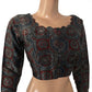 Gajji Silk Scallop neck Blouse, with  Full Sleeves & Lining,  Indigo blue, BS1170