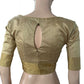 Pure Raw Silk Sweetheart neck Blouse with Keyhole back, Metal Embellishment & Lining , Beige - Gold , BS1178