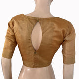 Pure Tussar Silk Zari woven Sweetheart neck Blouse with Keyhole  in back & Lining ,Beige - Brown ,BS1192