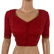 Semi Raw Silk Sweetheart Neck Blouse with Keyhole Back, Potli Button Details & Lining, Red, BS1201