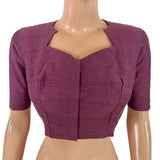 Semi Raw Silk Diamond Neck Blouse with Thread work Patch in back, Golden Butta & Lining, Lavender  - Pink, BS1205