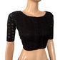 Hakoba Cutwork Cotton Boatneck Blouse with Lining, Black, BW1129