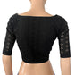 Hakoba Cutwork Cotton Boatneck Blouse with Lining, Black, BW1129