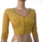 Cutwork Cotton V neck Blouse with Lining,  Mustard Yellow, BW1154